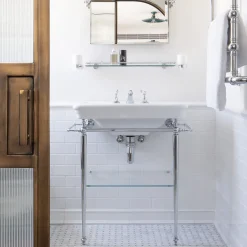 Devon&Devon Console Etoile in porcellana bianca e finitura cromata><noscript><img width=