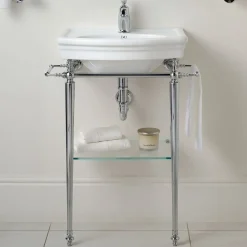 Devon&Devon Consolle Jolie in ceramica bianca e finitura cromata> Lavabi E Vasche Da Bagno