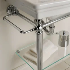 Devon&Devon Consolle Jolie in ceramica bianca e finitura cromata><noscript><img width=