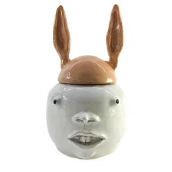 Freaklab Contenitore grande coniglio rosa e bianco con coperchio> Statuine