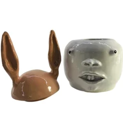 Freaklab Contenitore grande coniglio rosa e bianco con coperchio> Statuine