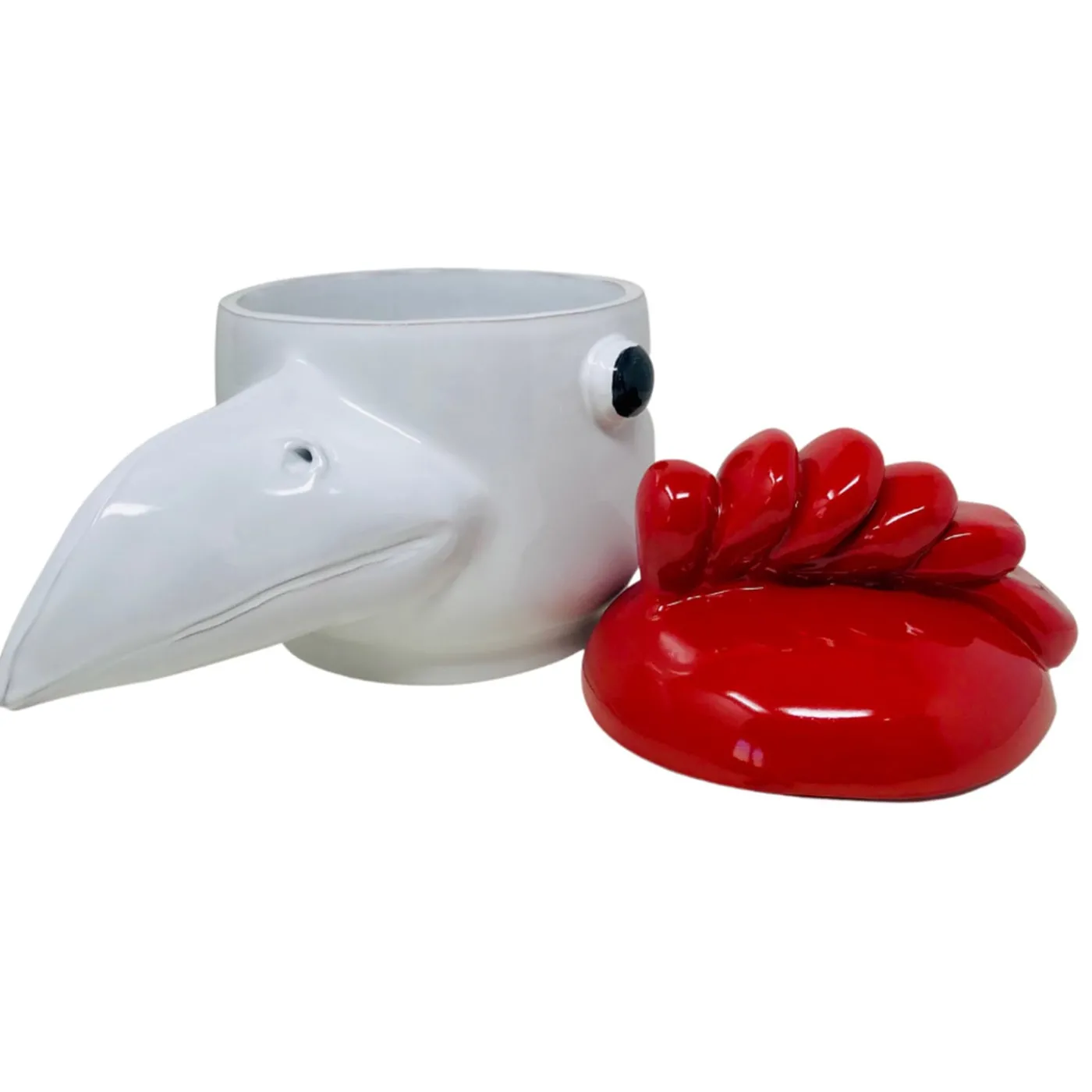 Freaklab Contenitore grande uccello rosso e bianco con coperchio> Statuine