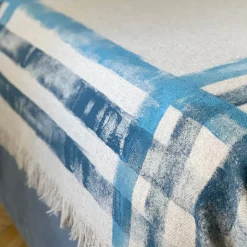 Villa Como Coperta a righe con frange beige dipinta a mano><noscript><img width=