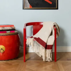 Villa Como Coperta con frange a banda rossa><noscript><img width=