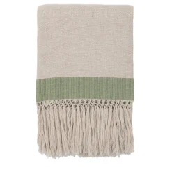 Villa Como Coperta con frange a banda verde> Coperte