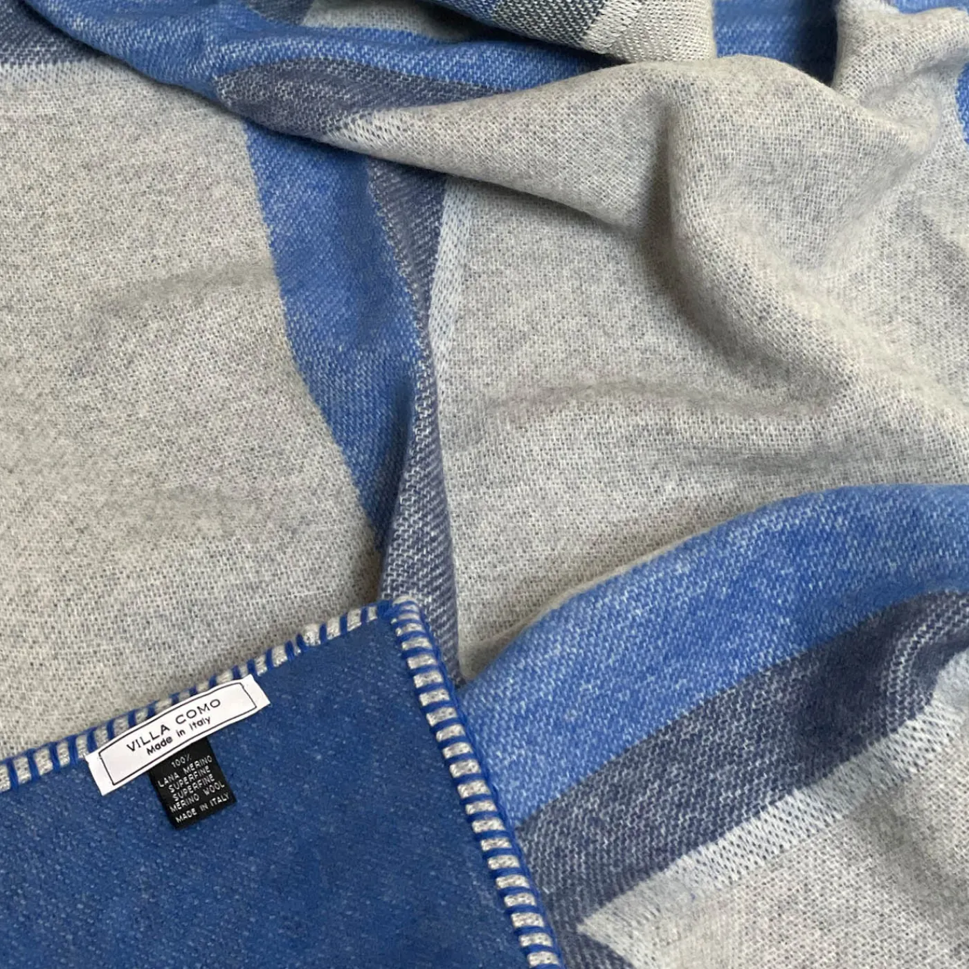 Villa Como Coperta Cornice blu e grigia> Coperte