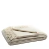 LO Decor Coperta crema con frange in grani di riso-Jaquard 100% cashmere> Coperte
