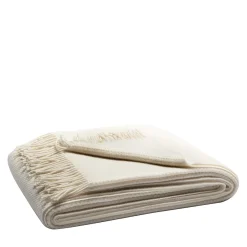 LO Decor Coperta crema con frange in grani di riso-Jaquard 100% cashmere> Coperte