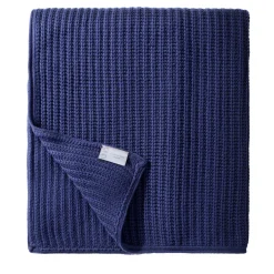 UnoCashmere Coperta di cashmere blu grande a punto briaco #1> Coperte