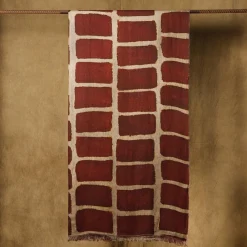 The House of Lyria Coperta di lino di Scilla con motivo mattone-rosso e sabbia> Coperte