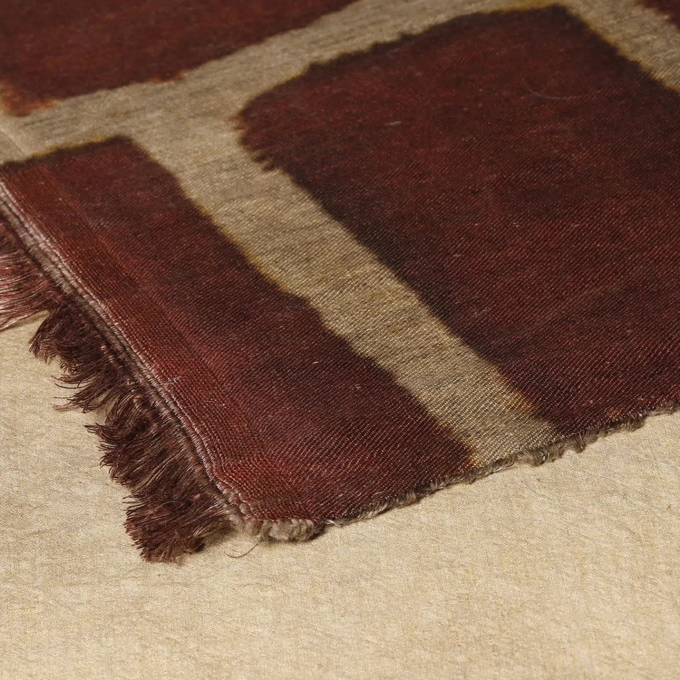 The House of Lyria Coperta di lino di Scilla con motivo mattone-rosso e sabbia> Coperte