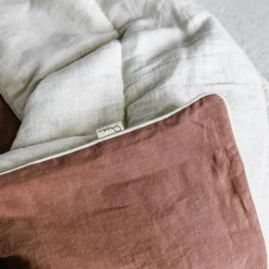 Once Milano Coperta di lino rosa vintage con profili><noscript><img width=