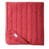 UnoCashmere Coperta grande in cashmere lavorata a maglia a cavo color corallo> Coperte