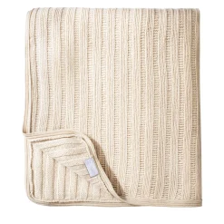 UnoCashmere Coperta in cashmere beige a punto brioche> Coperte
