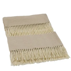 Rivolta Carmignani Coperta piccola beige con frange Defilé> Coperte