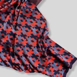 Lanificio Leo Coperta Plaid Lana 01 a motivi rossi e grigi di Giulio Iacchetti><noscript><img width=