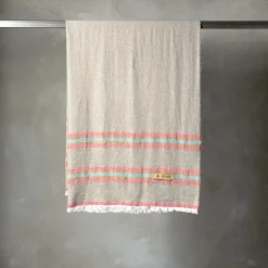 The House of Lyria Coperta Rigoroso con frange in cashmere e lino policromatico> Coperte