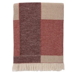 Villa Como Coperta rossa con frange e motivi intrecciati> Coperte