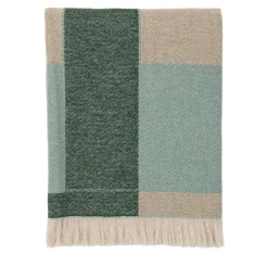 Villa Como Coperta verde con frange e motivi intrecciati> Coperte