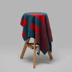 Lanificio Leo Coperta Viceversa Rossa e Blu in Lana Merino><noscript><img width=