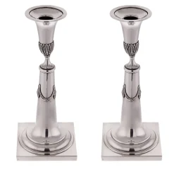 Argentiere Pagliai Coppia di candelabri in argento sterling del 1860> Candelieri E Portacandele