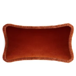 LO Decor Coppia di cuscini Happy in velluto bianco e rosso mattone a rettangolo><noscript><img width=