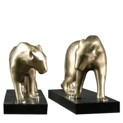Fonderia Artistica Ruocco Coppia di sculture Pantere grandi in bronzo> Sculture Decorative