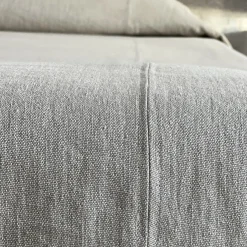 Once Milano Copriletto in Lino Pesante Sabbia con Cuciture><noscript><img width=