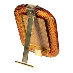 Bottega Veneziana Cornice con Struttura in Ottone Opaco e Vetro a Torciglione Ambra><noscript><img width=