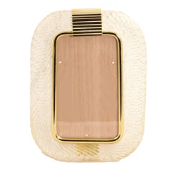 Bottega Veneziana Cornice con Struttura in Ottone Lucido e Vetro a Torciglione Trasparente e Oro> Cornici