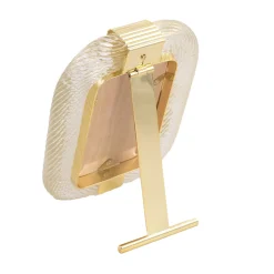 Bottega Veneziana Cornice con Struttura in Ottone Lucido e Vetro a Torciglione Trasparente e Oro><noscript><img width=