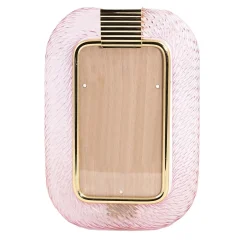 Bottega Veneziana Cornice con Struttura in Ottone Lucido e Vetro a Torciglione Rosa> Cornici