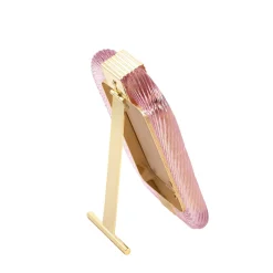 Bottega Veneziana Cornice con Struttura in Ottone Lucido e Vetro a Torciglione Rosa><noscript><img width=