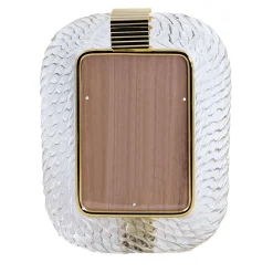 Bottega Veneziana Cornice con Struttura in Ottone Lucido e Vetro a Torciglione Cristallo Trasparente> Cornici