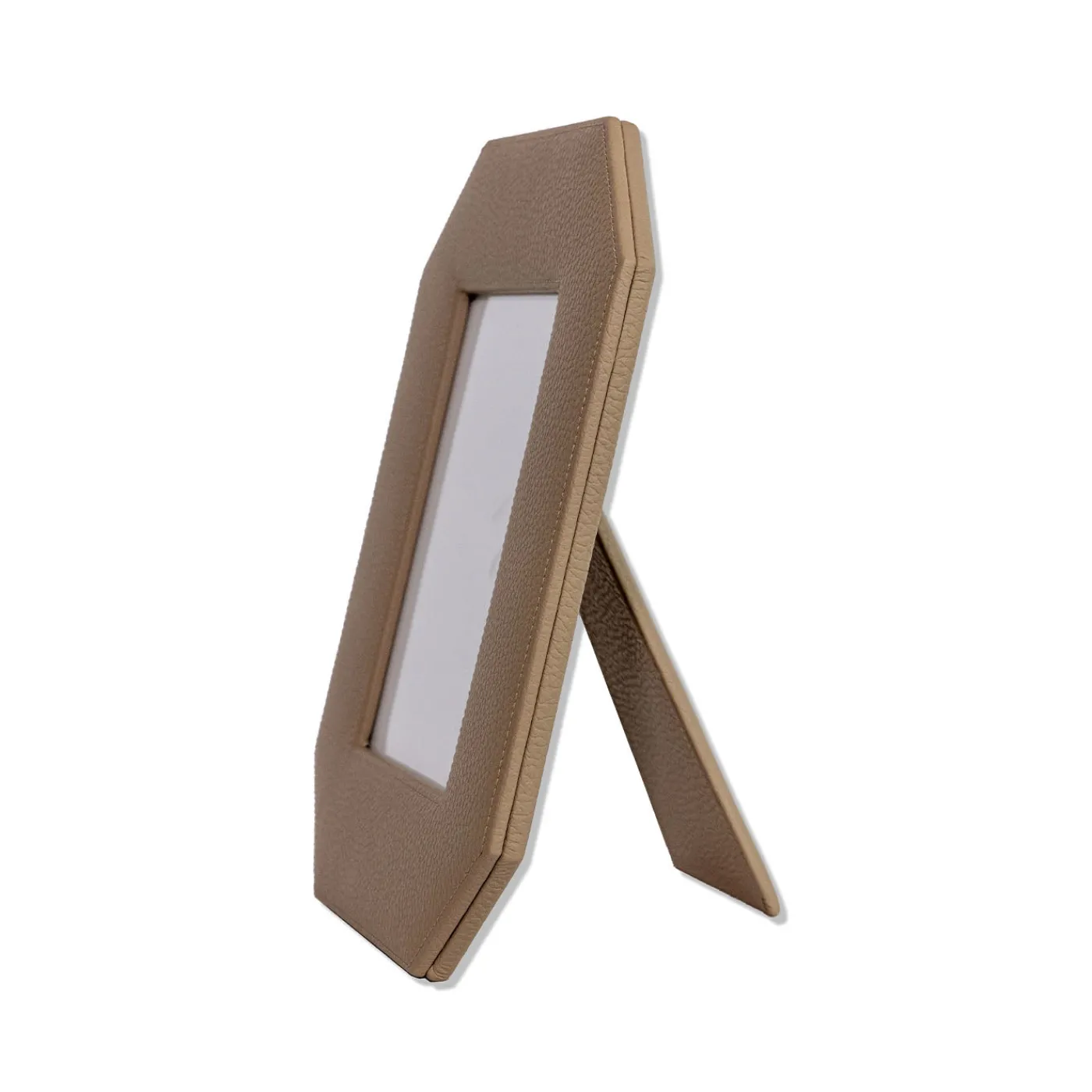 Cassigoli Cornice Ottagonale Del Monte 23 in Pelle Tamarone Beige> Cornici