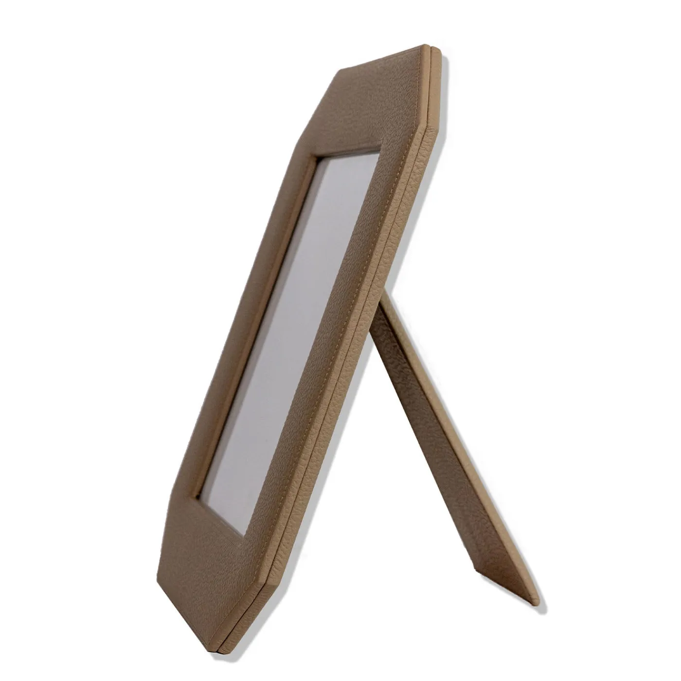 Cassigoli Cornice Ottagonale Del Monte 26 in Pelle Beige Tamarone> Cornici