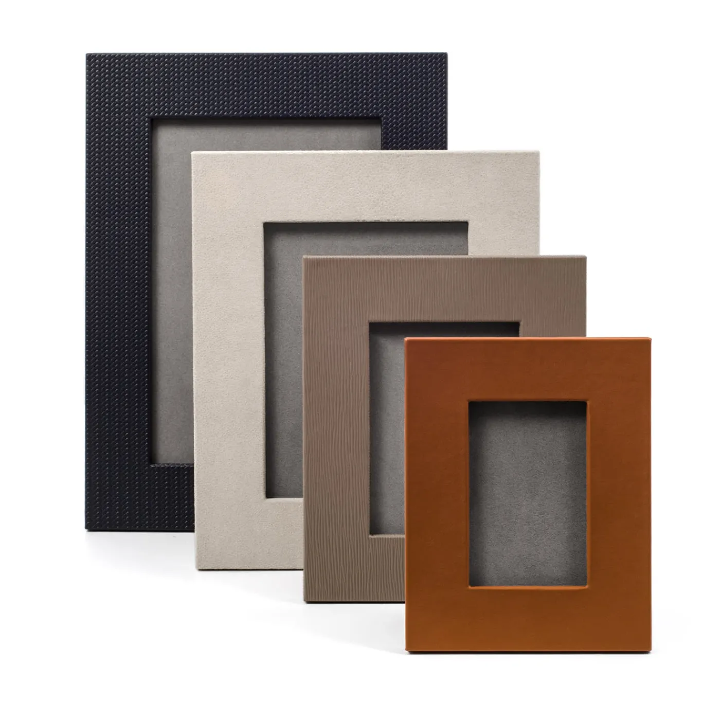 Pinetti Cornice rettangolare piccola in pelle color taupe> Cornici