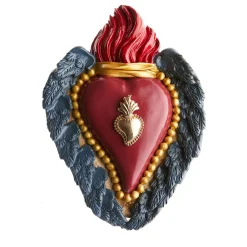Cuore di Argilla CUORE DECO IN CERAMICA ROSSA E BLU> Sculture Decorative