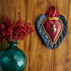 Cuore di Argilla CUORE DECO IN CERAMICA ROSSA E BLU> Sculture Decorative