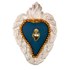 Cuore di Argilla Cuore in ceramica blu opaco> Sculture Da Parete