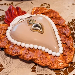 Cuore di Argilla Cuore in ceramica rosa e bronzo Dusty Baby Heart> Sculture Da Parete