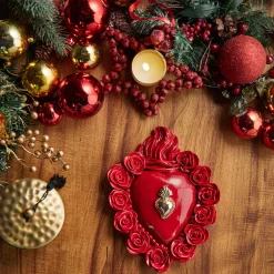 Cuore di Argilla CUORE IN CERAMICA SMALTATO ROSSO SU DI ME> Sculture Da Parete