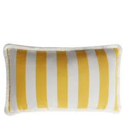 LO Decor Cuscino da esterno Happy bianco e giallo con frange> Cuscini