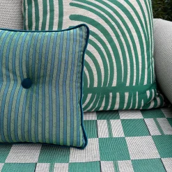 l'Opificio Cuscino Emerald Carré in tessuto jacquard a righe><noscript><img width=