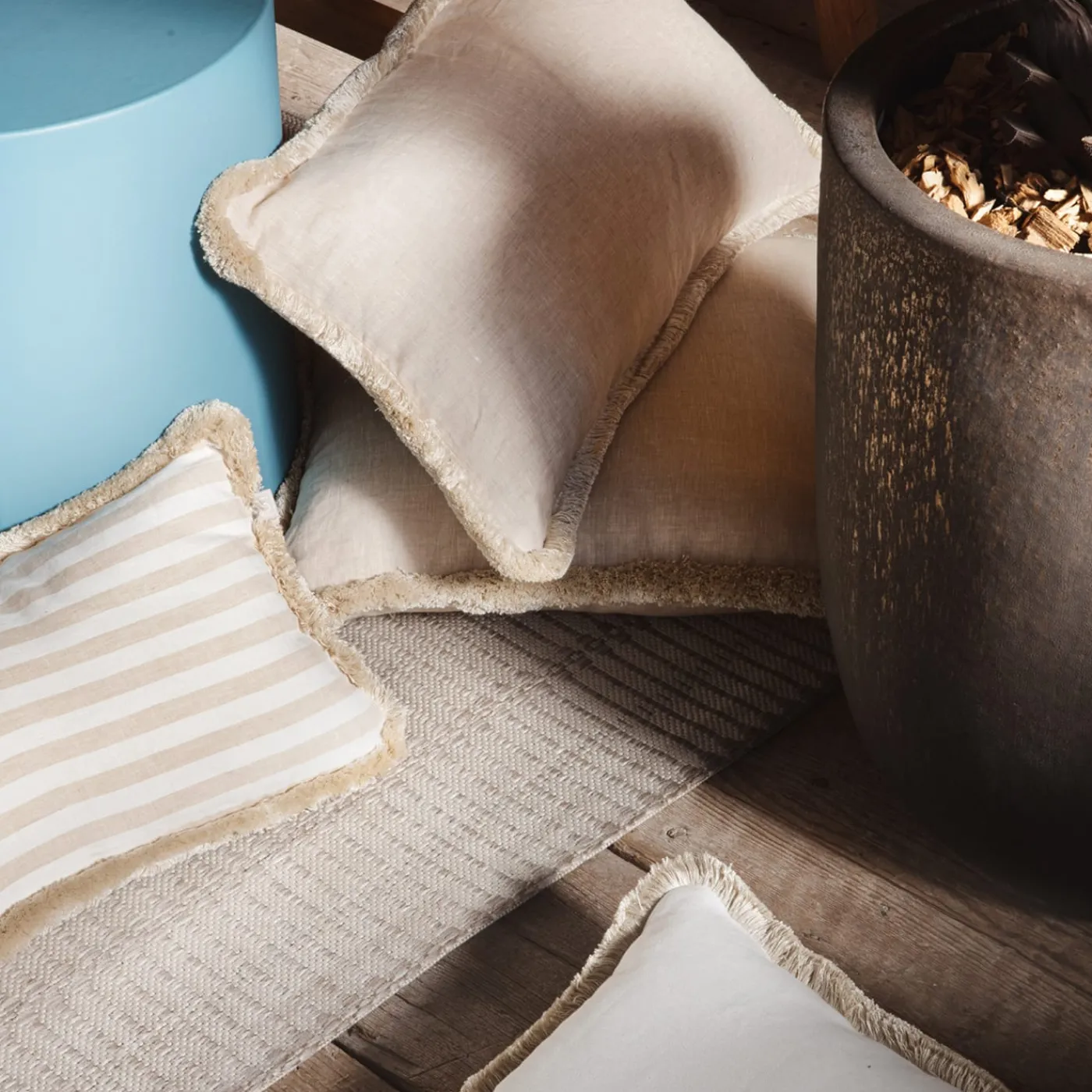 LO Decor Cuscino in lino beige Happy> Cuscini