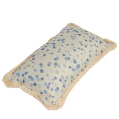 Carola fra i Trulli Cuscino piccolo Celeste e frange blu> Cuscini