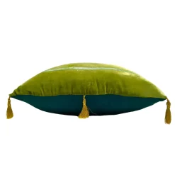 Anna Paola Cibin Cuscino Quadrato In Velluto Verde A Righe><noscript><img width=