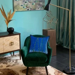 Anna Paola Cibin Cuscino Quadrato In Velluto Blu><noscript><img width=