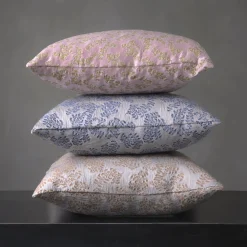 The House of Lyria Cuscino quadrato Murcia in jacquard argentato e marrone><noscript><img width=