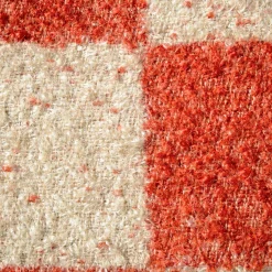 The House of Lyria Cuscino quadrato Ronce a scacchi arancione e beige in mohair><noscript><img width=